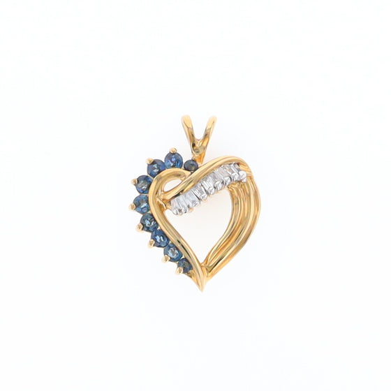 Sapphire & Diamond Heart Twist Pendant