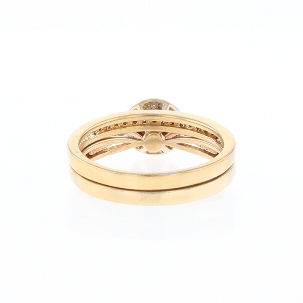 Gold Plated Silver Diamond Engagement Ring Set