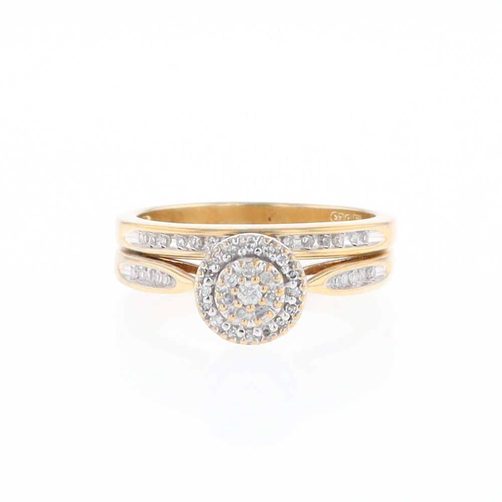 Gold Plated Silver Diamond Engagement Ring Set