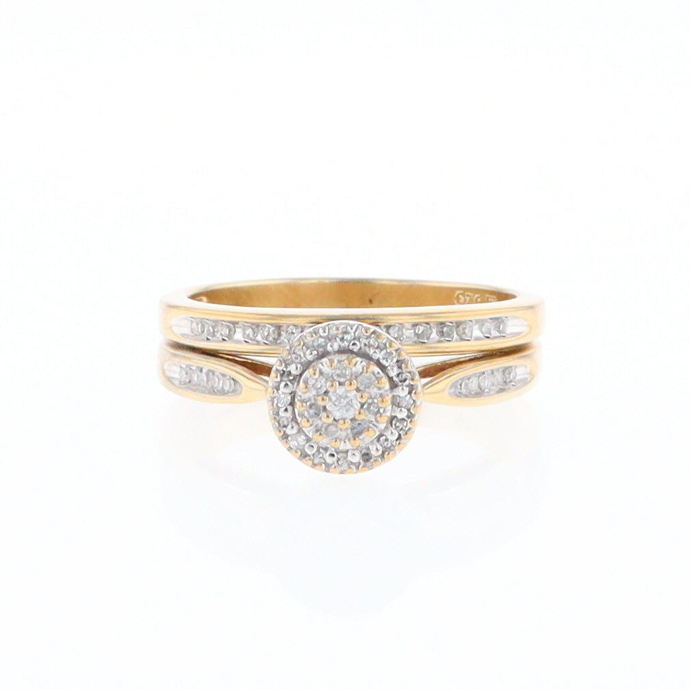 Gold Plated Silver Diamond Engagement Ring Set