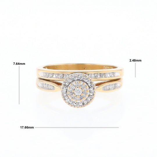 Gold Plated Silver Diamond Engagement Ring Set