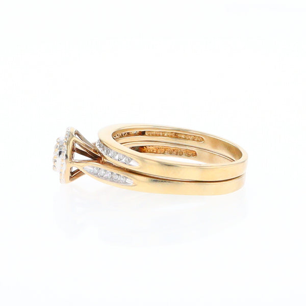 Gold Plated Silver Diamond Engagement Ring Set