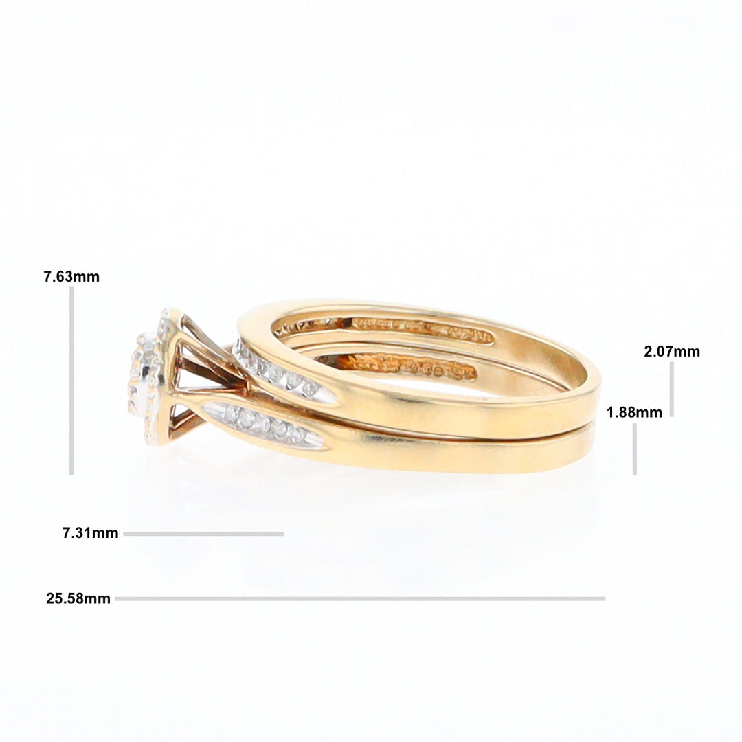 Gold Plated Silver Diamond Engagement Ring Set