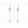 Gold Plated Virgin Mary and Crucifix Dangle Earrings