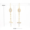Gold Plated Virgin Mary and Crucifix Dangle Earrings