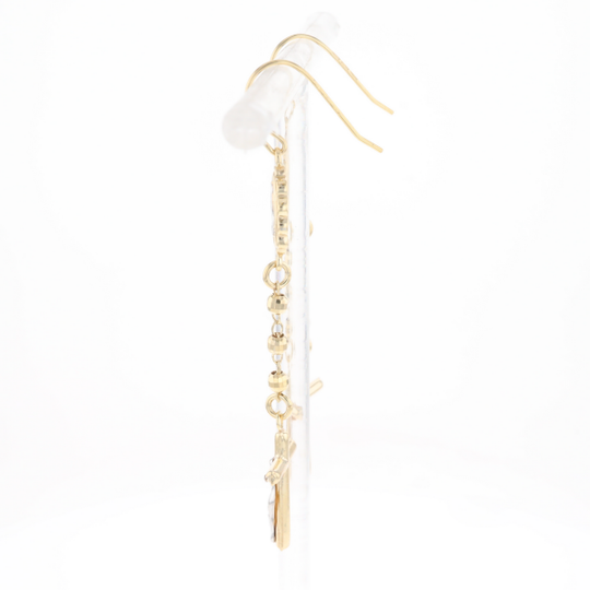 Gold Plated Virgin Mary and Crucifix Dangle Earrings