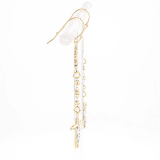 Gold Plated Virgin Mary and Crucifix Dangle Earrings