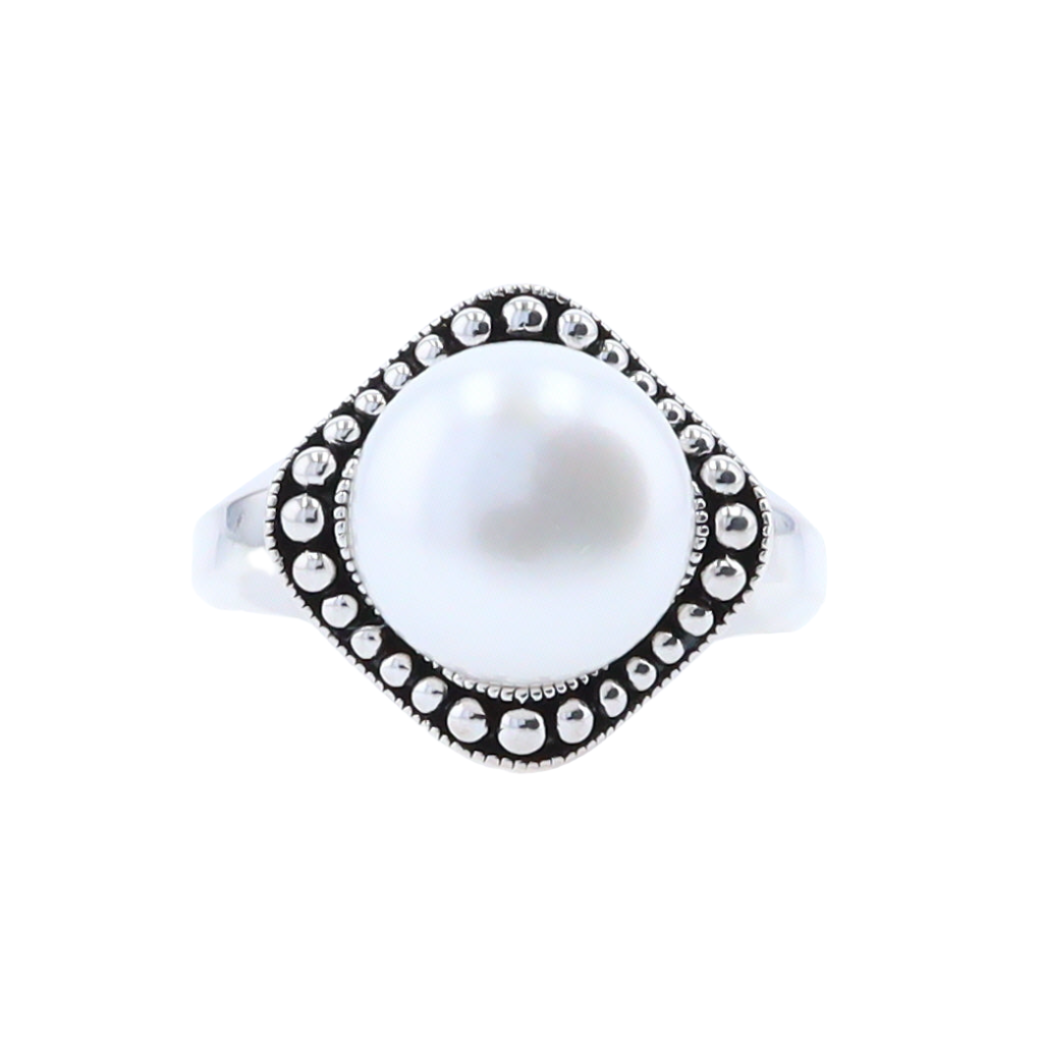 Pearl with Milgrain Halo Ring