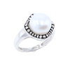 Pearl with Milgrain Halo Ring