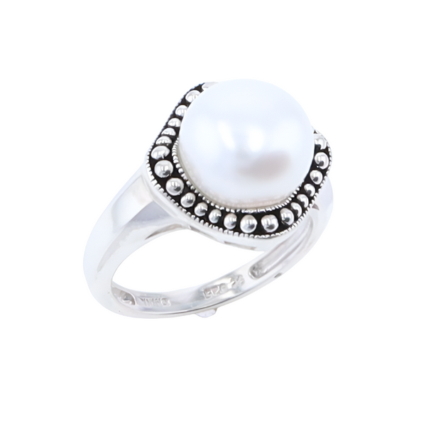 Pearl with Milgrain Halo Ring