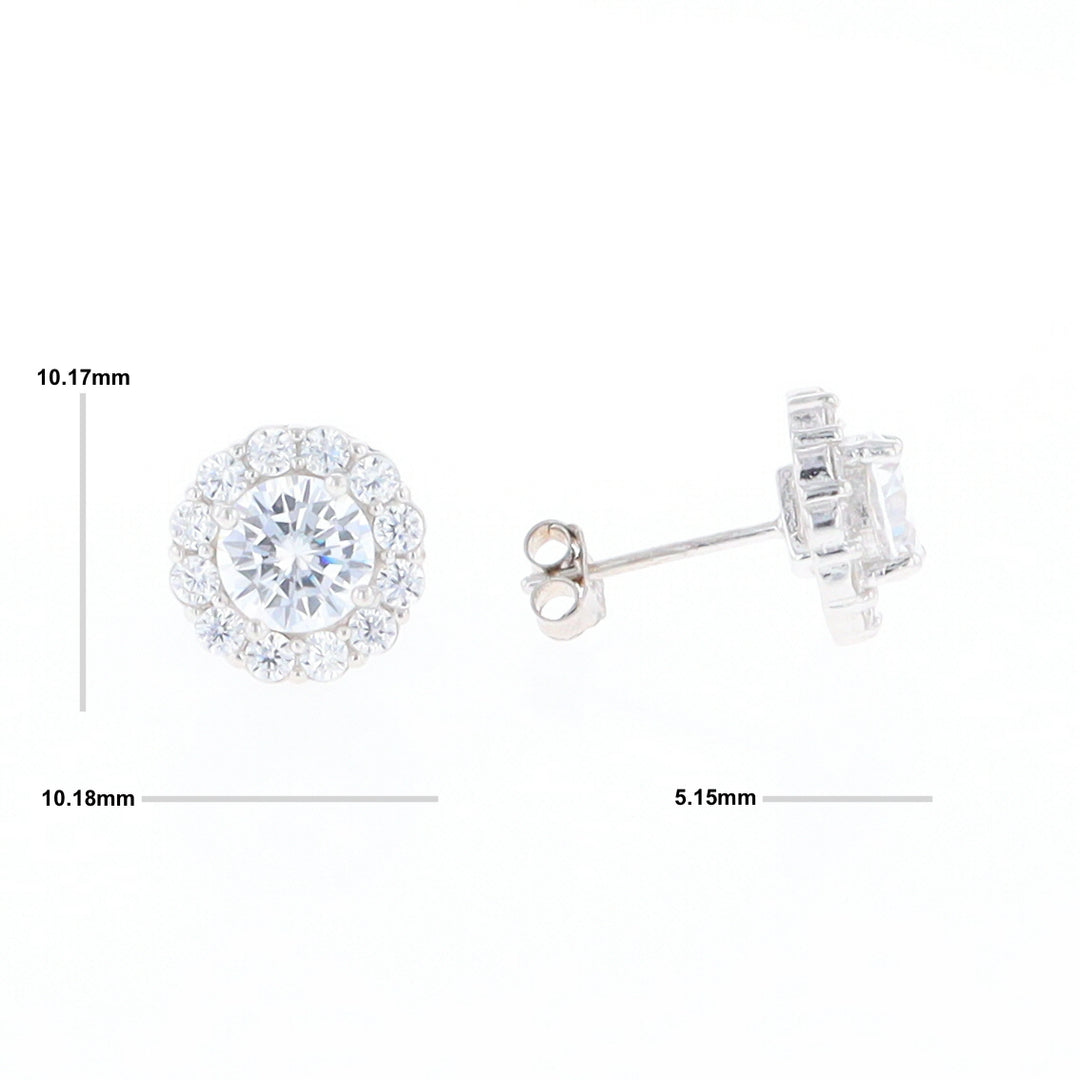 Cubic Zirconia Halo Stud Earrings