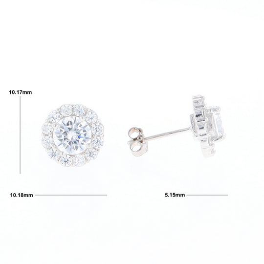 Cubic Zirconia Halo Stud Earrings