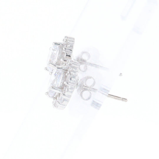 Cubic Zirconia Halo Stud Earrings