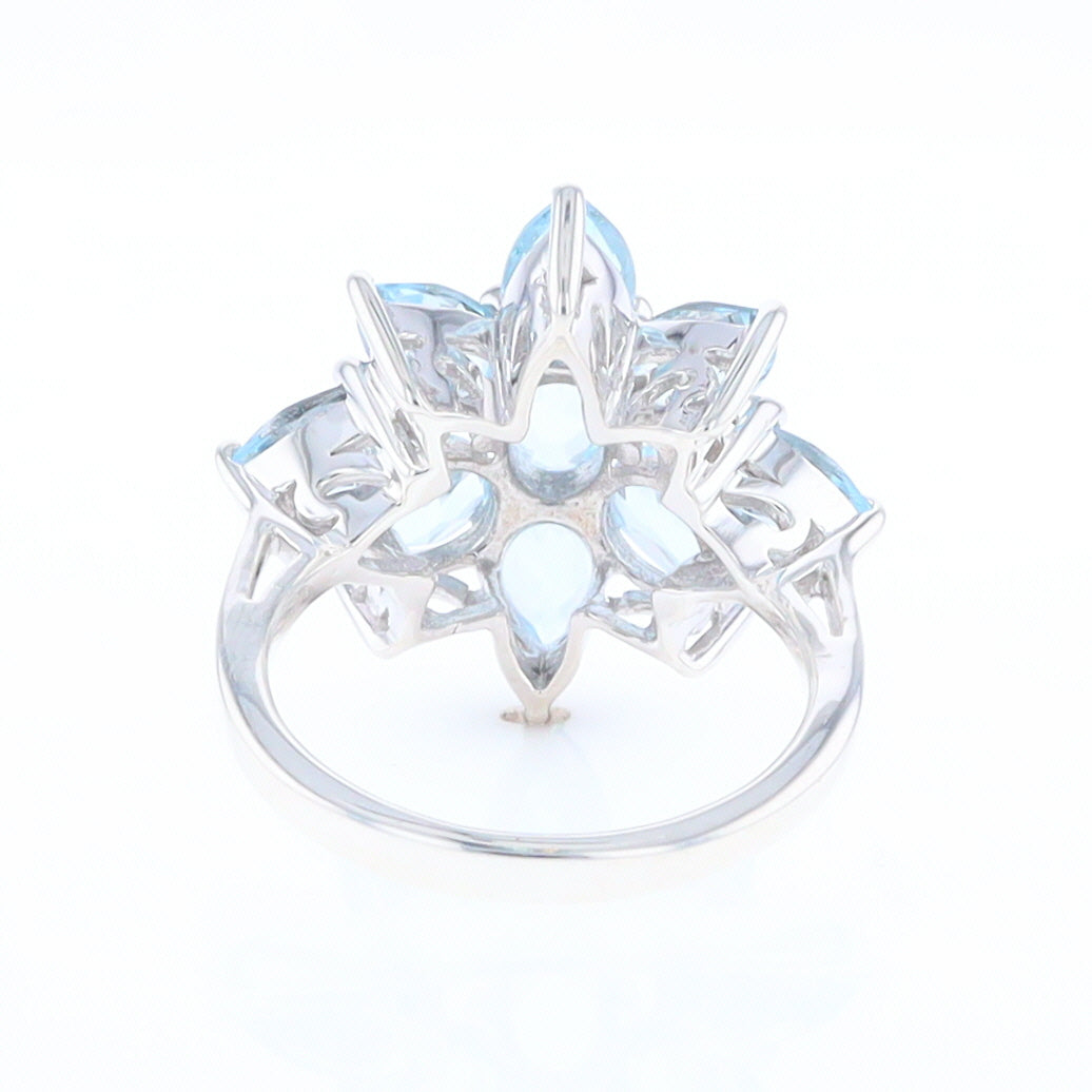 Blue Topaz Flower Ring