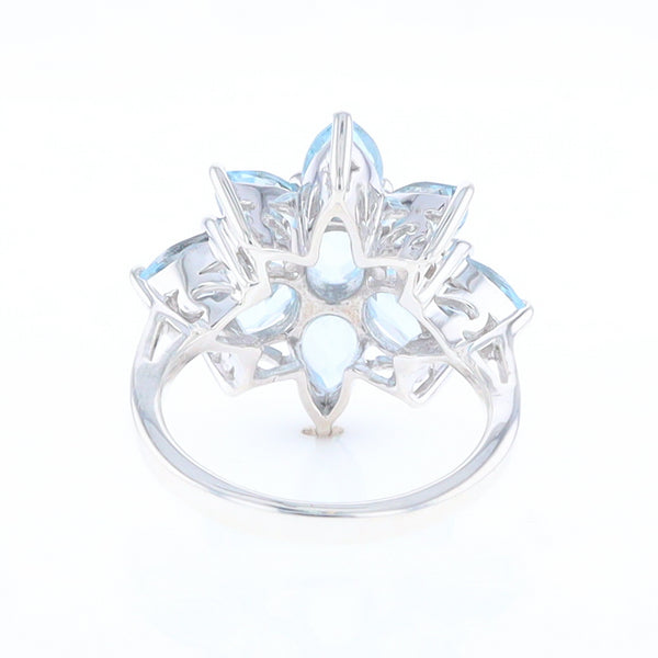 Blue Topaz Flower Ring