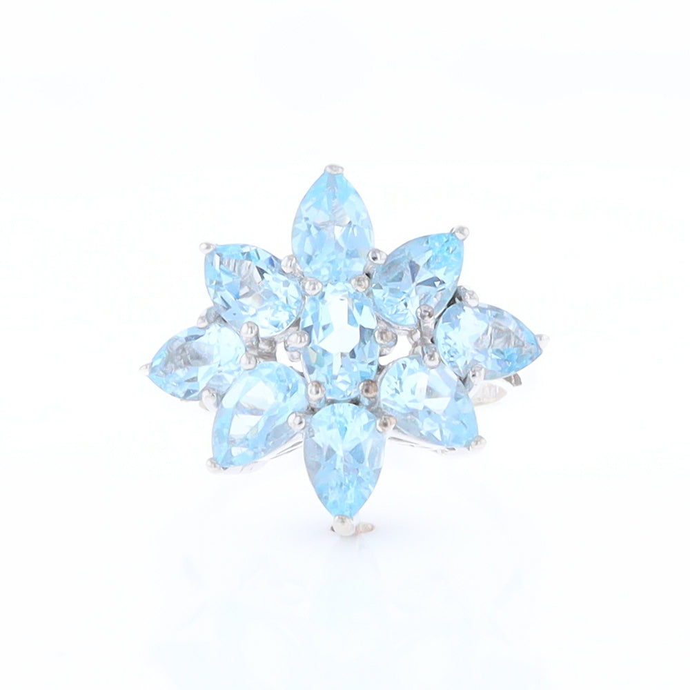 Blue Topaz Flower Ring