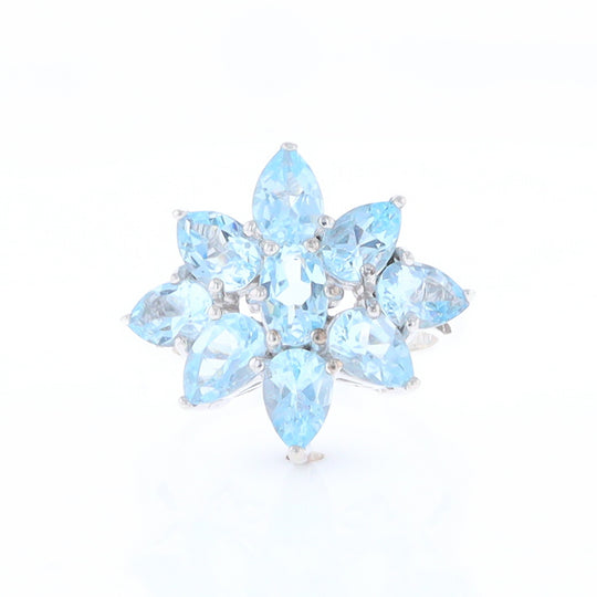 Blue Topaz Flower Ring