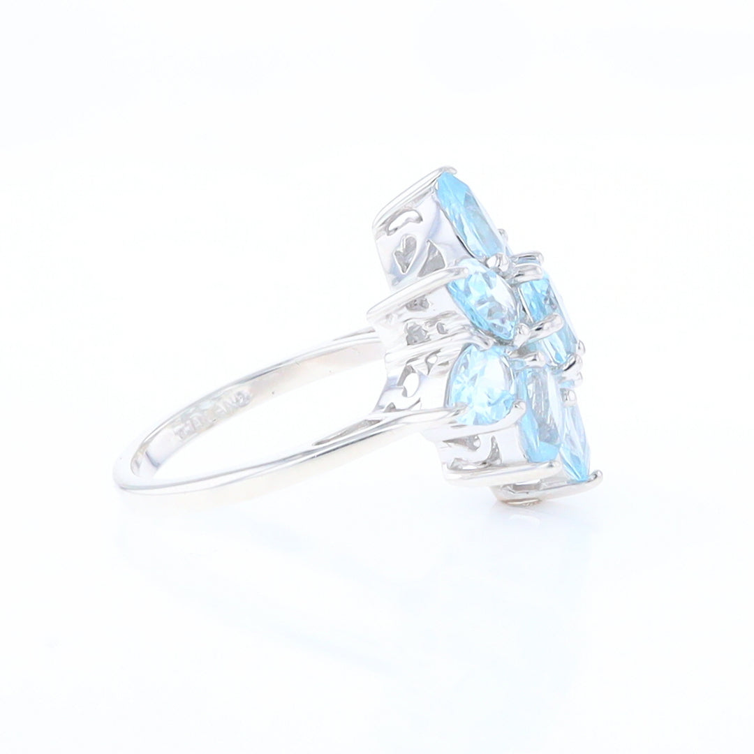 Blue Topaz Flower Ring