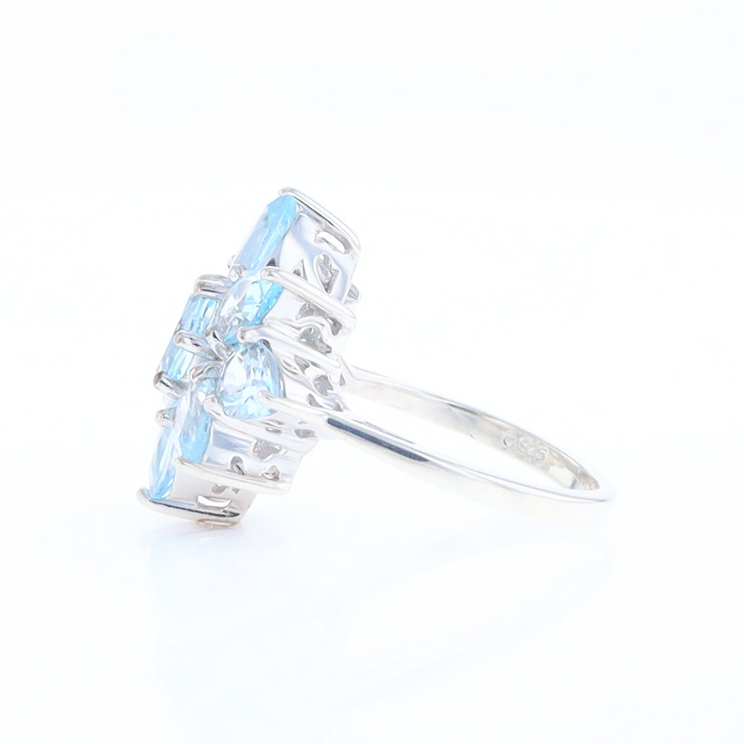 Blue Topaz Flower Ring