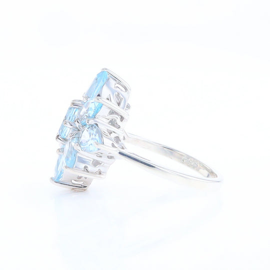 Blue Topaz Flower Ring