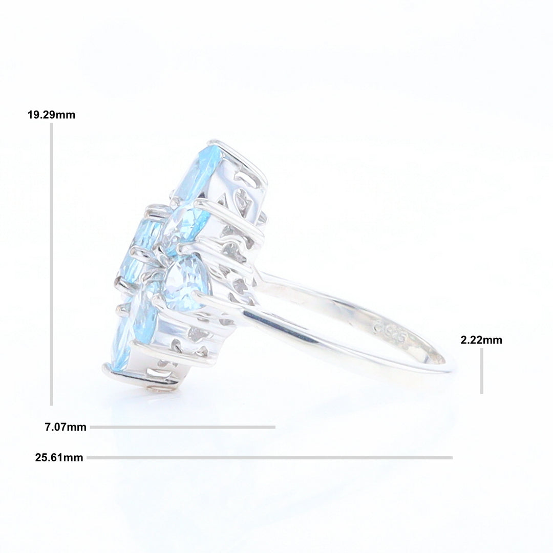 Blue Topaz Flower Ring