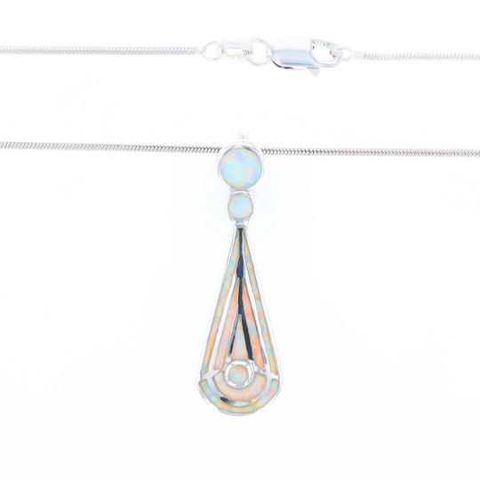 Teardrop Simulated Opal Inlay Necklace