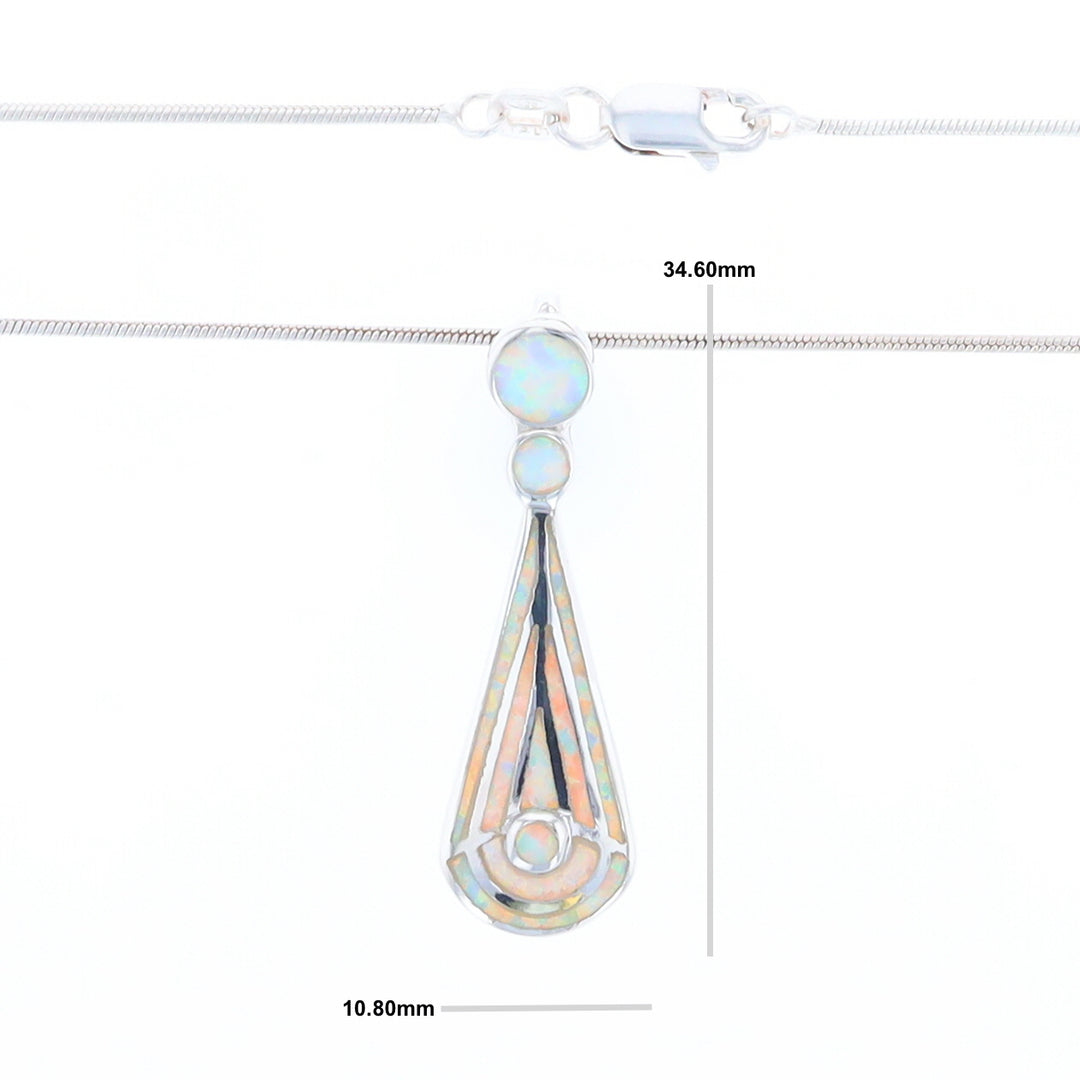 Teardrop Simulated Opal Inlay Necklace