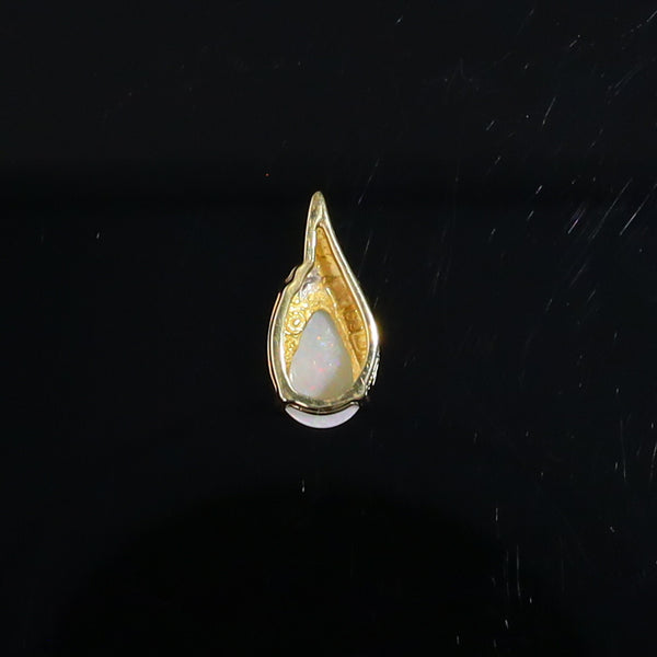 Natural Opal Pear Swirl Pendant with Diamond Accent