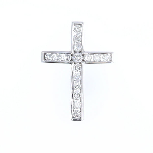 Channel Set Diamond Cross Pendant