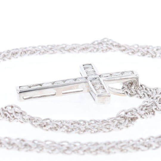 Channel Set Diamond Cross Pendant