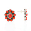 Coral Cluster Flower Stud Earrings