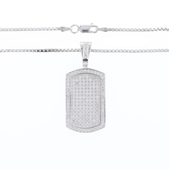 Cubic Zirconia Dog Tag Necklace