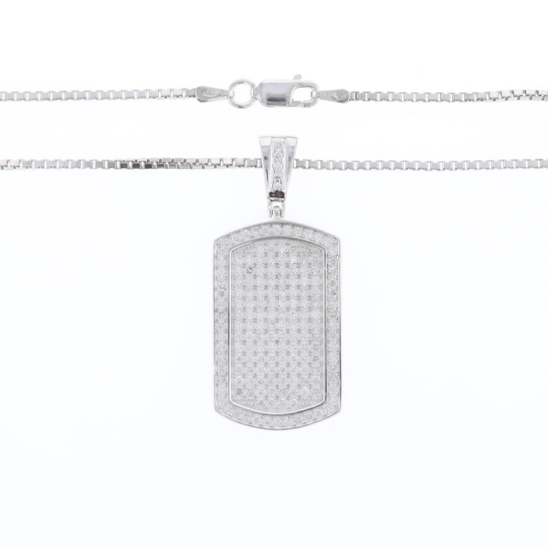 Cubic Zirconia Dog Tag Necklace