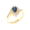 Pear Sapphire Diamond Twist Halo Ring