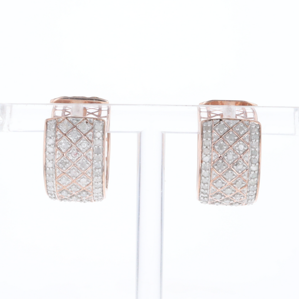 Checkered Wide Hinge Hoop Earrings