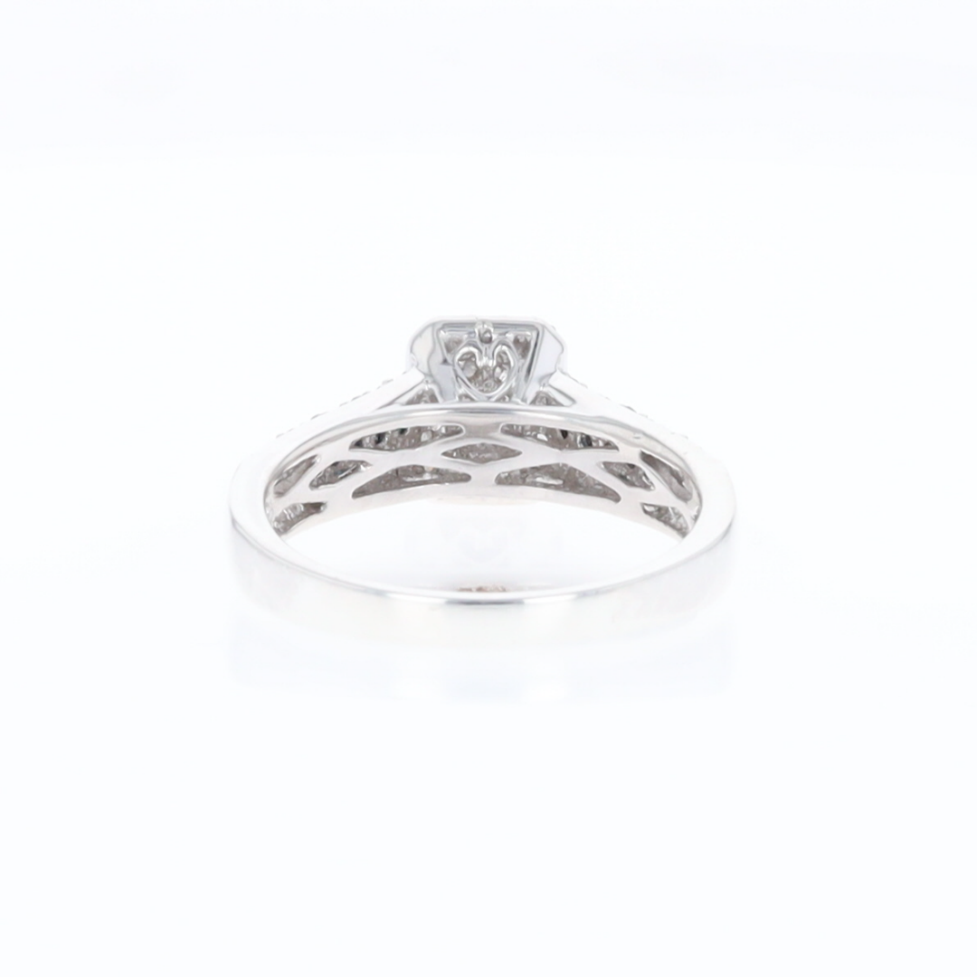 Blue & White Diamond Rectangle Cluster Ring