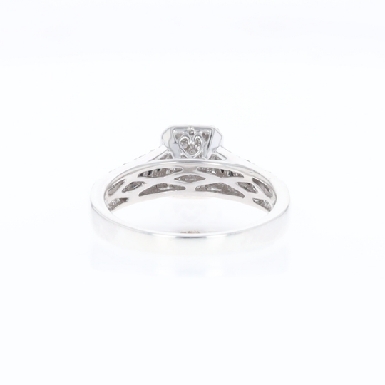 Blue & White Diamond Rectangle Cluster Ring