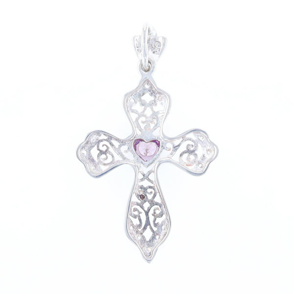 Heart Amethyst Cross Pendant