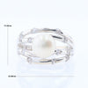 Pearl Bamboo Ring with Cubic Zirconia Accents