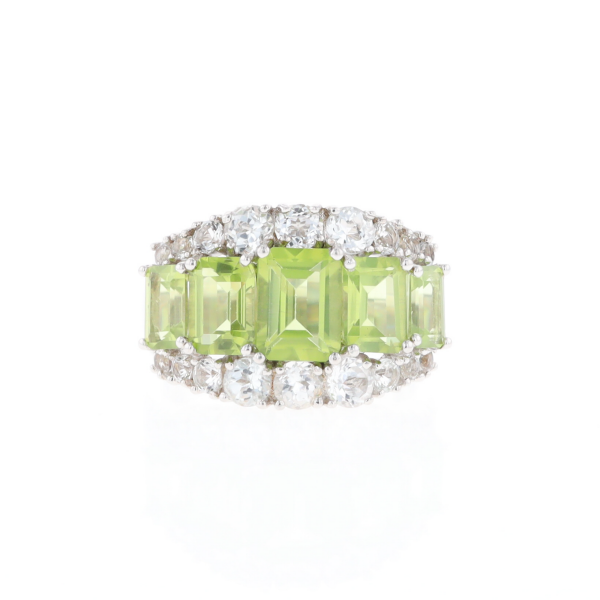 Peridot and CZ Cocktail Ring
