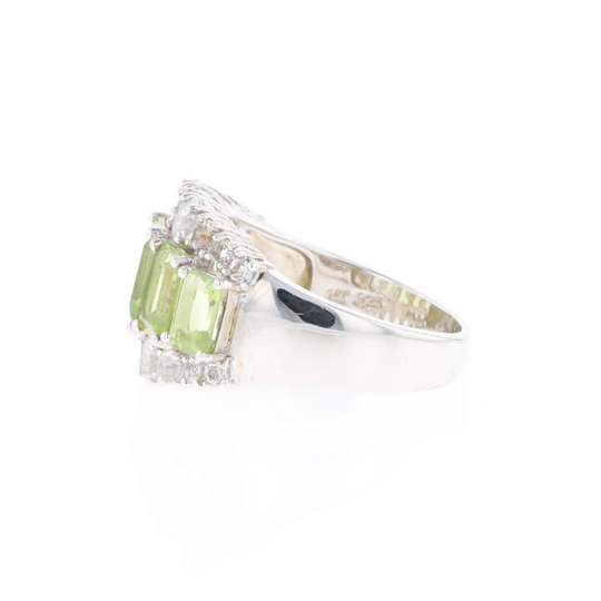 Peridot and CZ Cocktail Ring