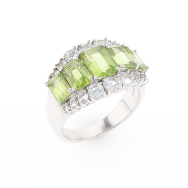 Peridot and CZ Cocktail Ring