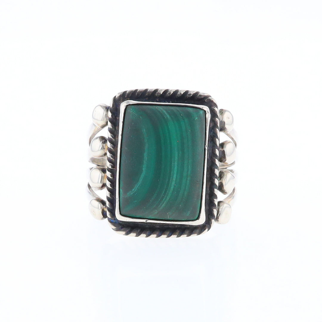 Native Rectangle Malachite Ring