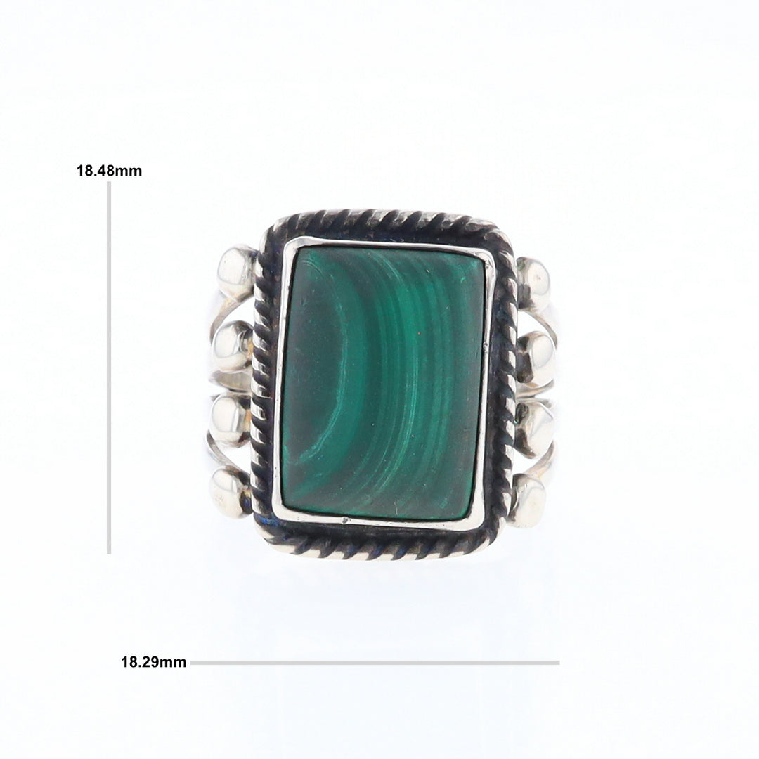 Native Rectangle Malachite Ring