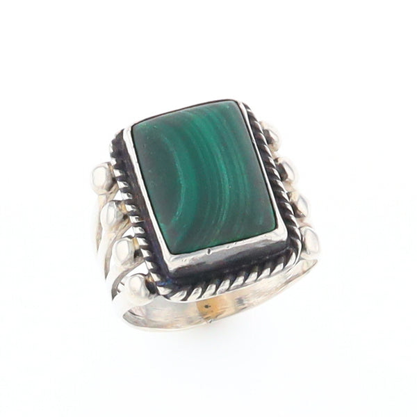 Native Rectangle Malachite Ring