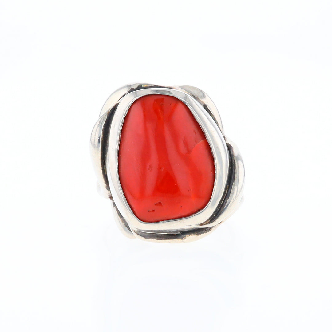 Native Oval Coral Free Form Ring