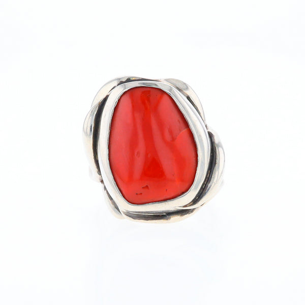 Native Oval Coral Free Form Ring