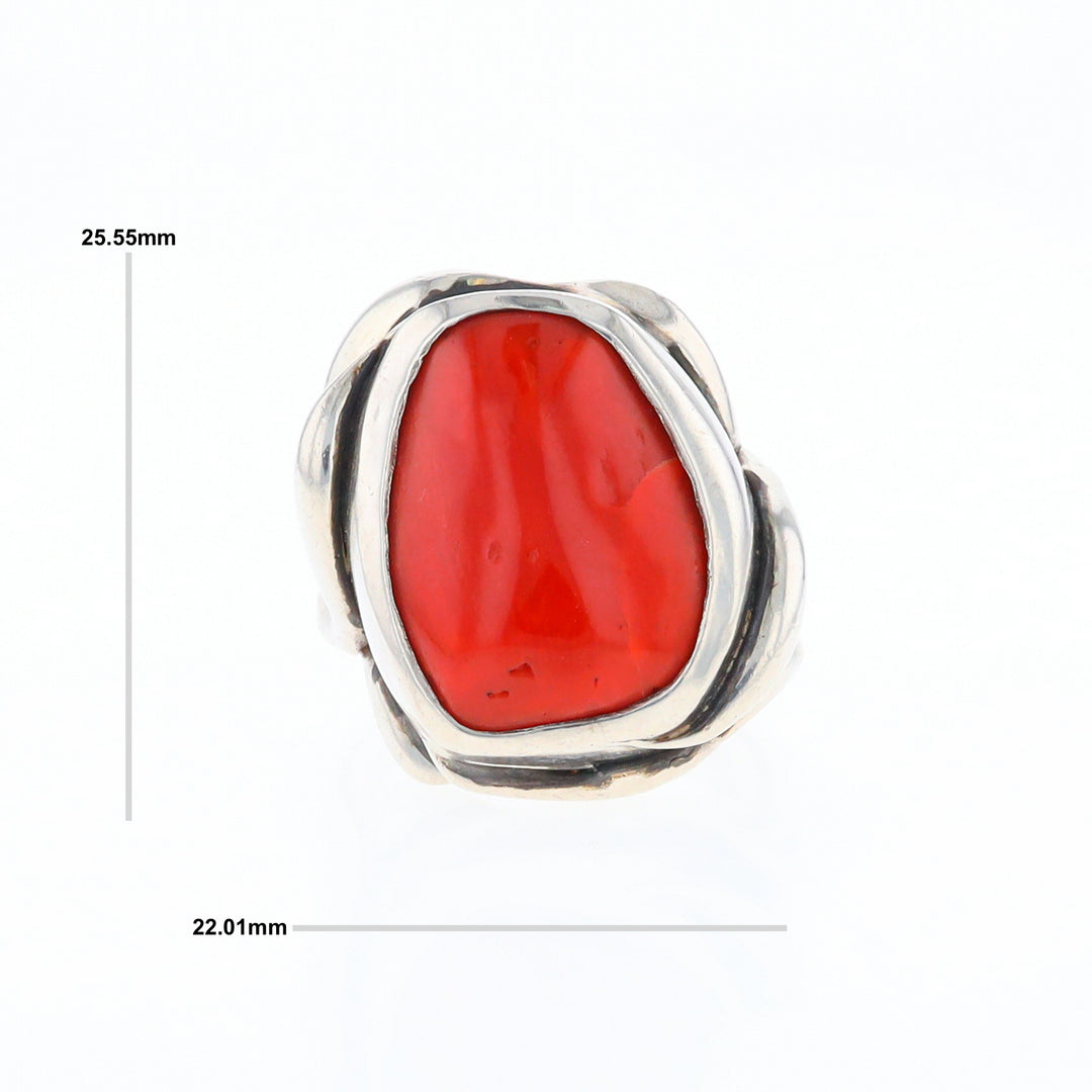 Native Oval Coral Free Form Ring