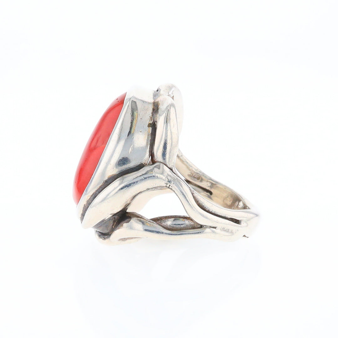 Native Oval Coral Free Form Ring