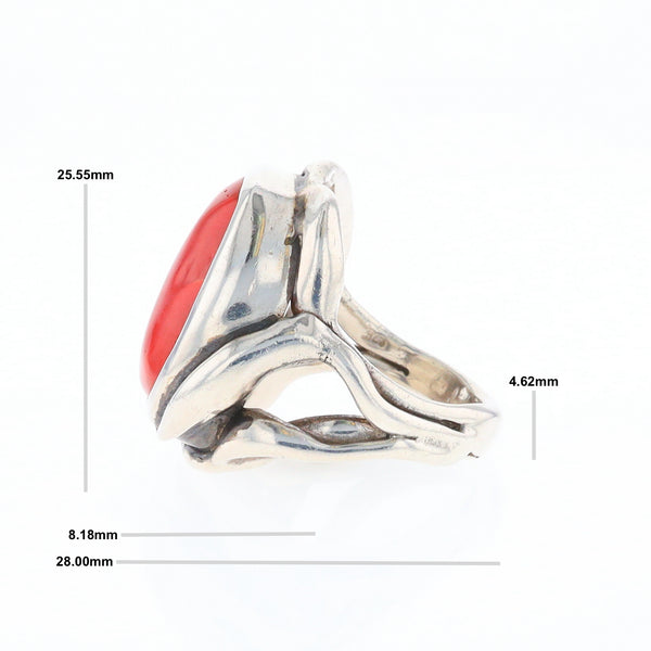 Native Oval Coral Free Form Ring